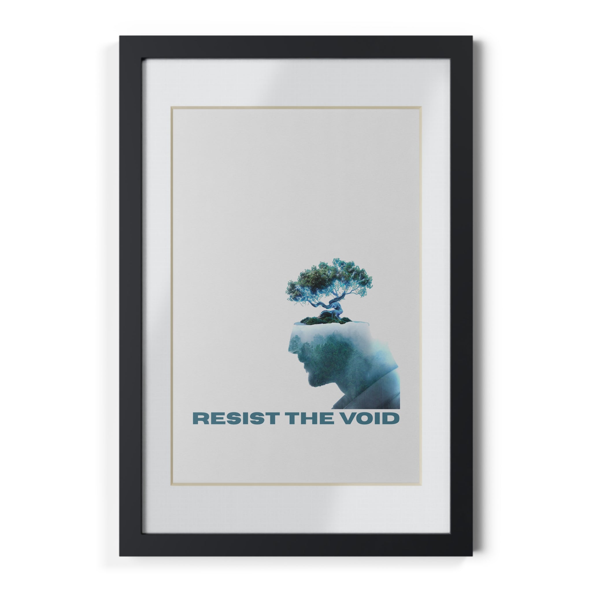 Resist the Void Framed Poster — Minimalist Bonsai Art Print