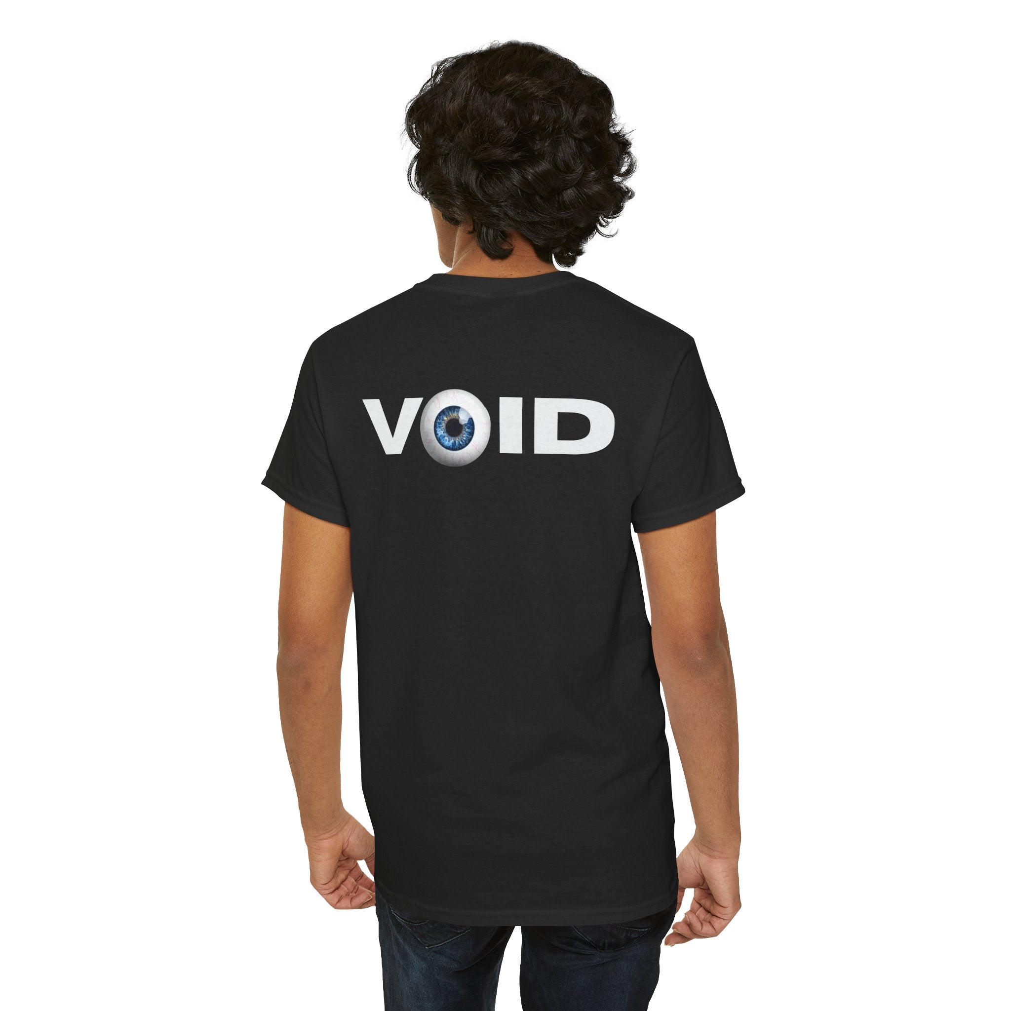 Void Logo T-Shirt — Minimal Black Tee with Eye Graphic (Front & Back)