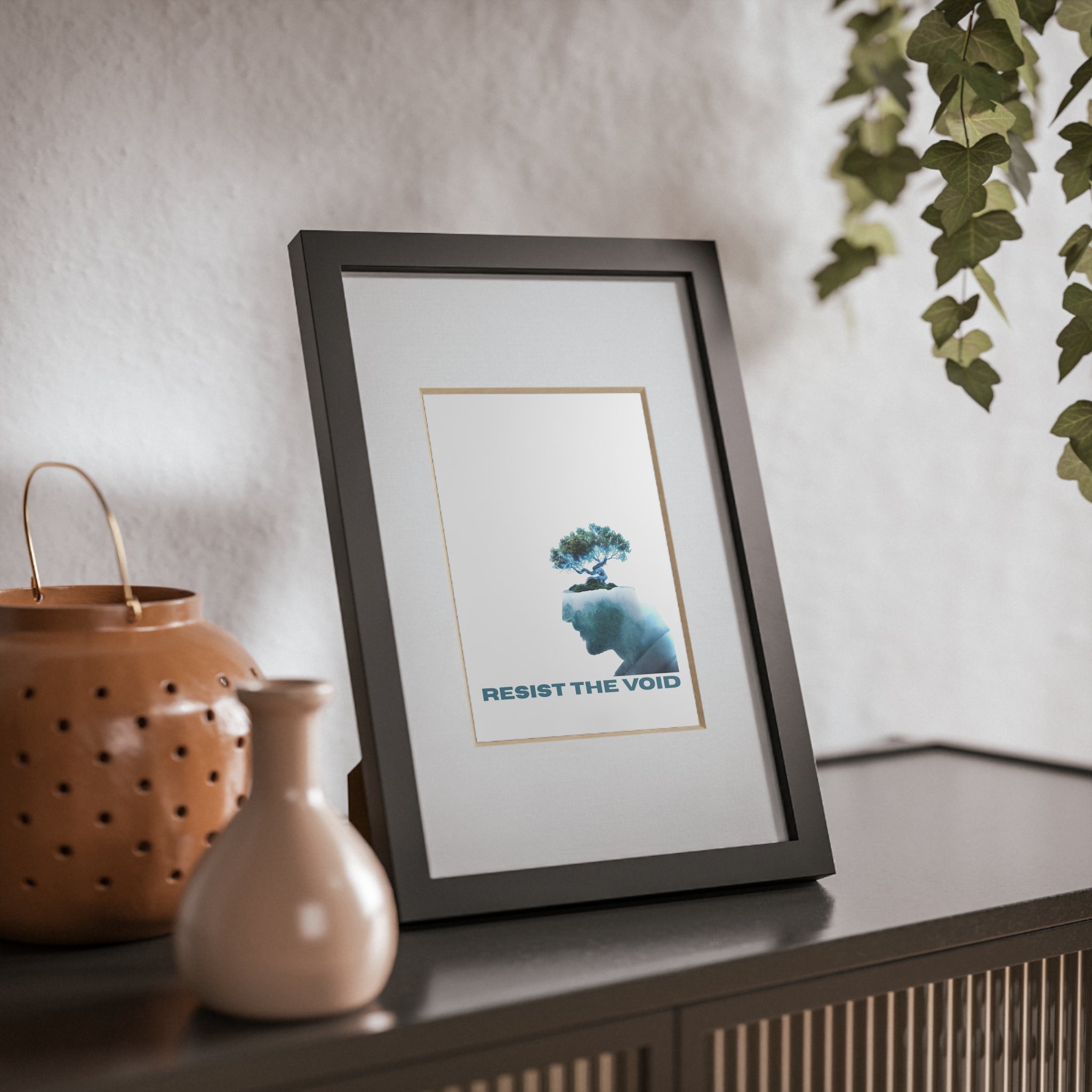 Resist the Void Framed Poster — Minimalist Bonsai Art Print