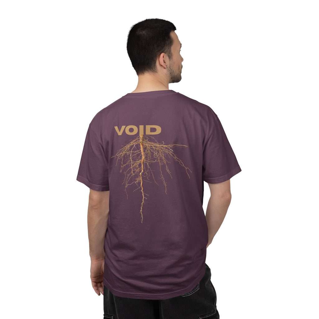 Void Graphic T-Shirt — Minimal Front Logo & Root Illustration Back