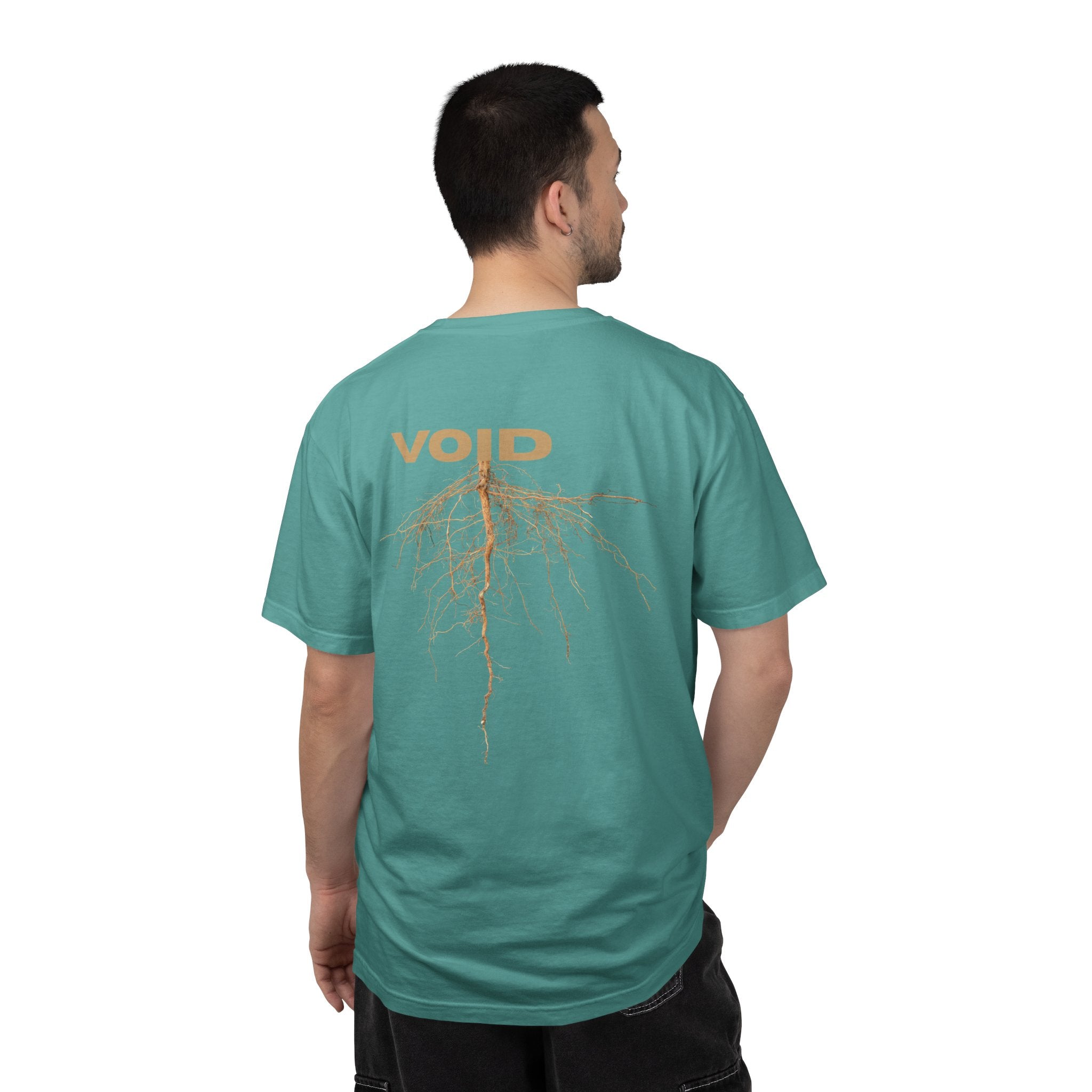 Void Graphic T-Shirt — Minimal Front Logo & Root Illustration Back