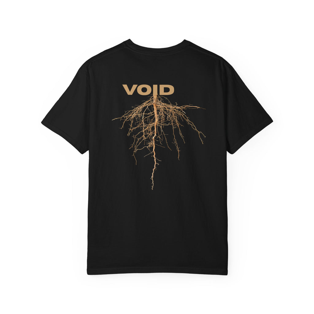 Void Graphic T-Shirt — Minimal Front Logo & Root Illustration Back