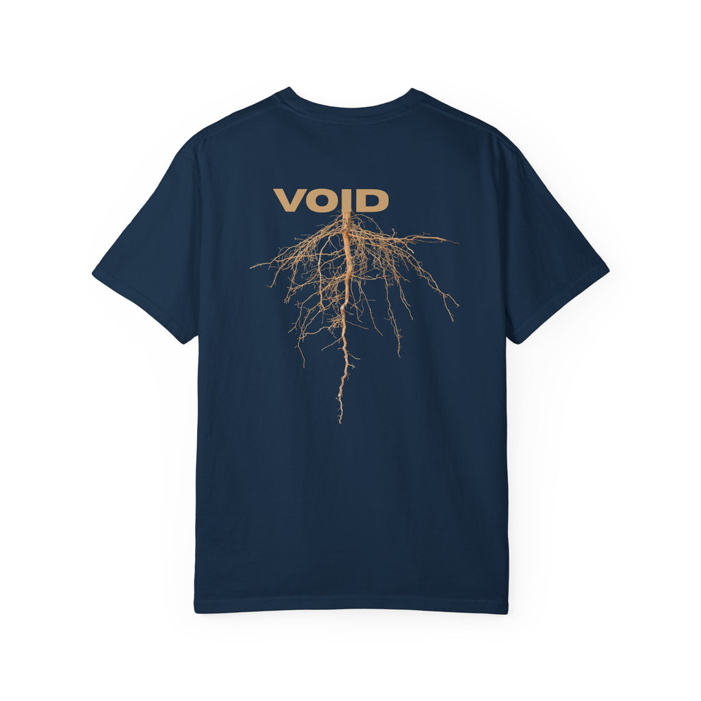 Void Graphic T-Shirt — Minimal Front Logo & Root Illustration Back